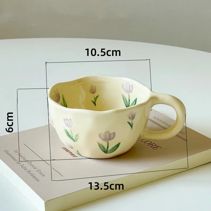 Irregular Flower Ceramic Korean Style Mugs