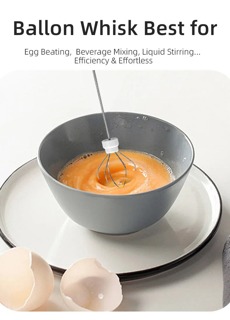 Upgraded USB Rechargeable Handheld Frother – 3-Speed Milk Whisk, Egg Beater & Mini Blender