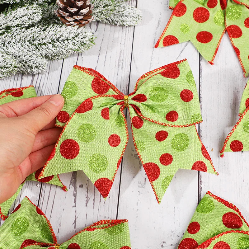 Red & Green Polka Dot Christmas Bows