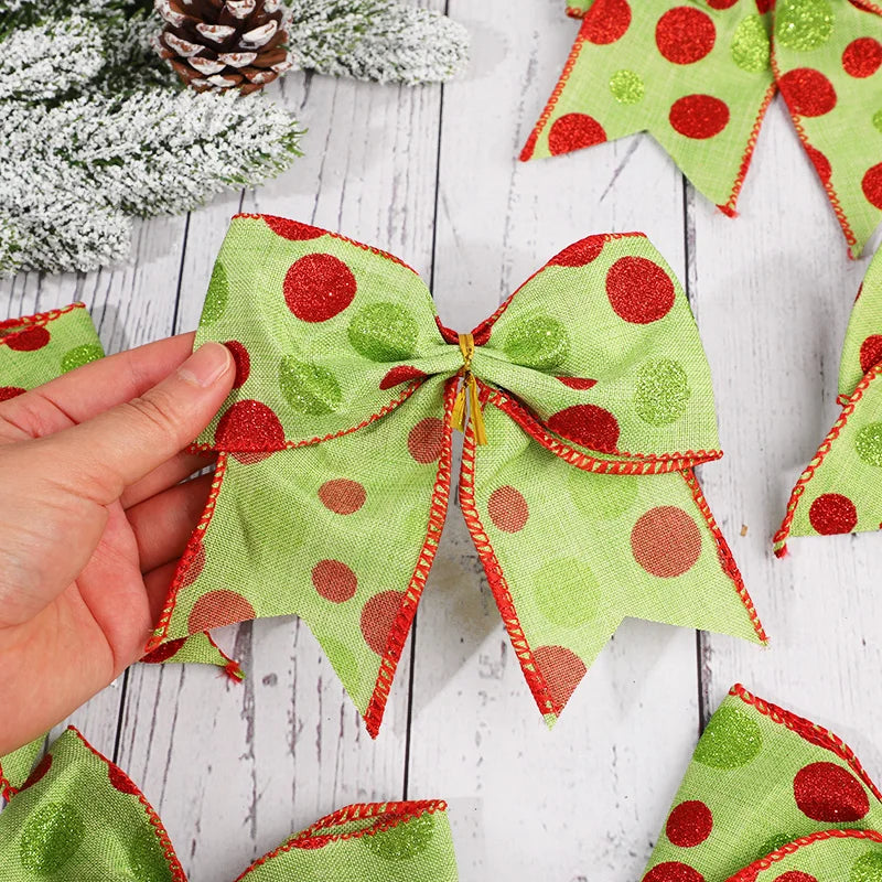 Red & Green Polka Dot Christmas Bows