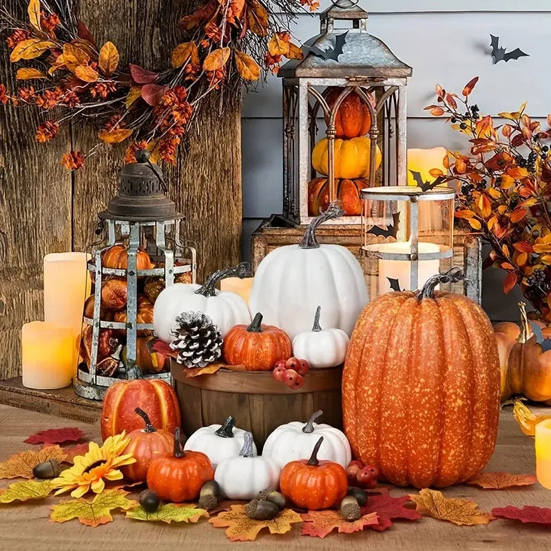 7pcs Artificial Pumpkin Set - Halloween Decor