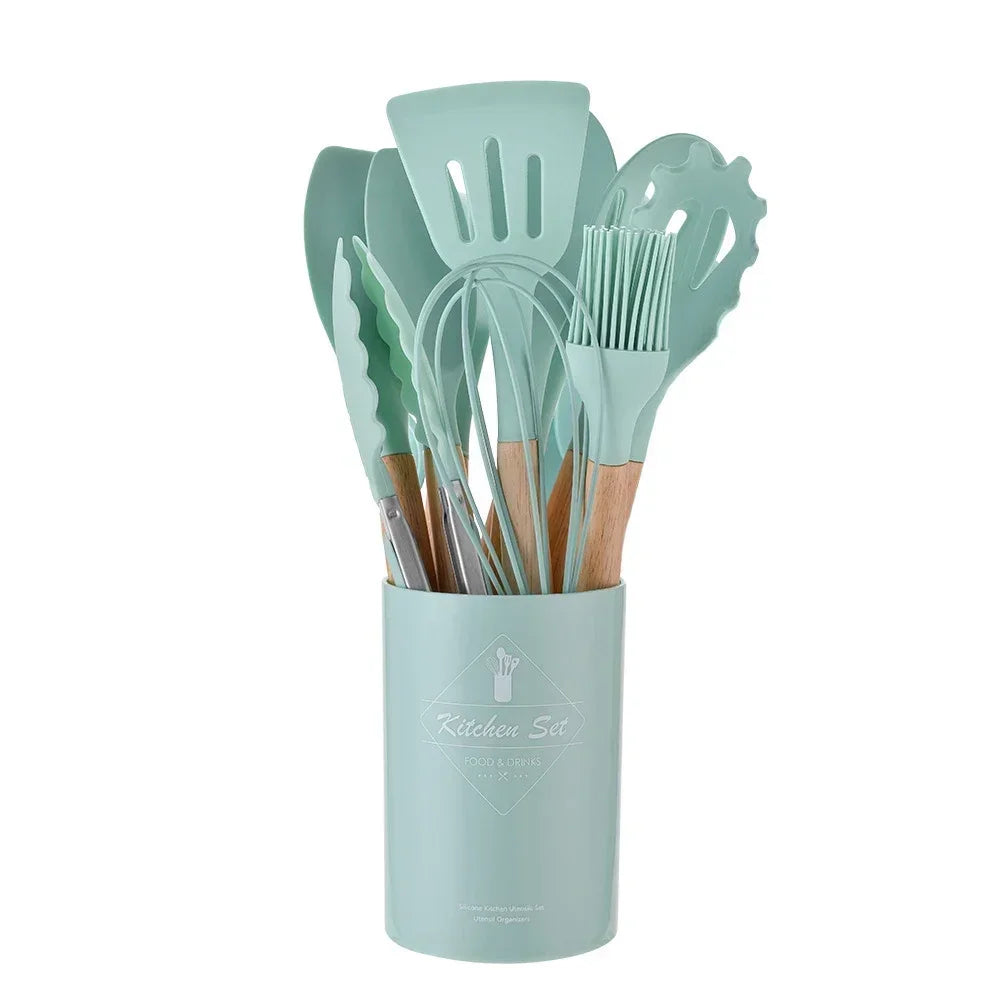 Food Grade Silicone Kitchen Cookware Utensils Set of 12