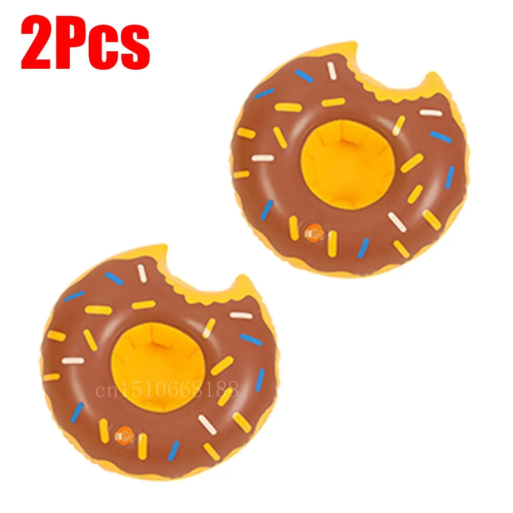 Bring tropical vibes to your next beach day or pool party with this Mini Coconut Tree & Flamingo Inflatable Drink Holder ! Made from durable PVC, it's lightweight, easy to inflate, and keeps your beverage floating right beside you.