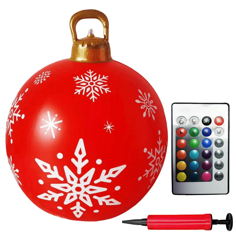 24-Inch Light Up PVC Inflatable Christmas Ball – Giant Outdoor Holiday Decoration