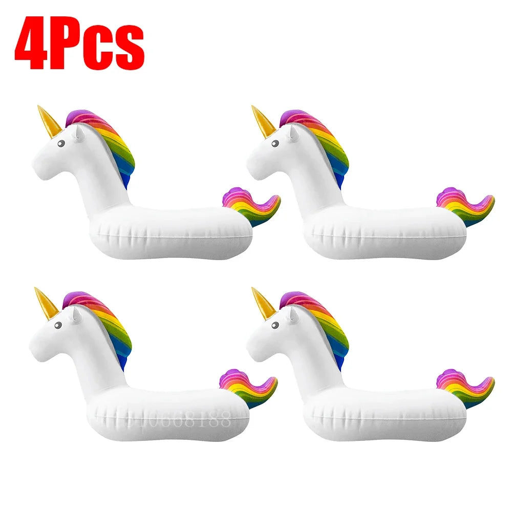 Bring tropical vibes to your next beach day or pool party with this Mini Coconut Tree & Flamingo Inflatable Drink Holder ! Made from durable PVC, it's lightweight, easy to inflate, and keeps your beverage floating right beside you.