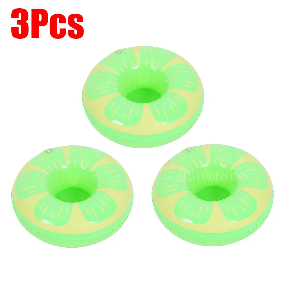 Bring tropical vibes to your next beach day or pool party with this Mini Coconut Tree & Flamingo Inflatable Drink Holder ! Made from durable PVC, it's lightweight, easy to inflate, and keeps your beverage floating right beside you.