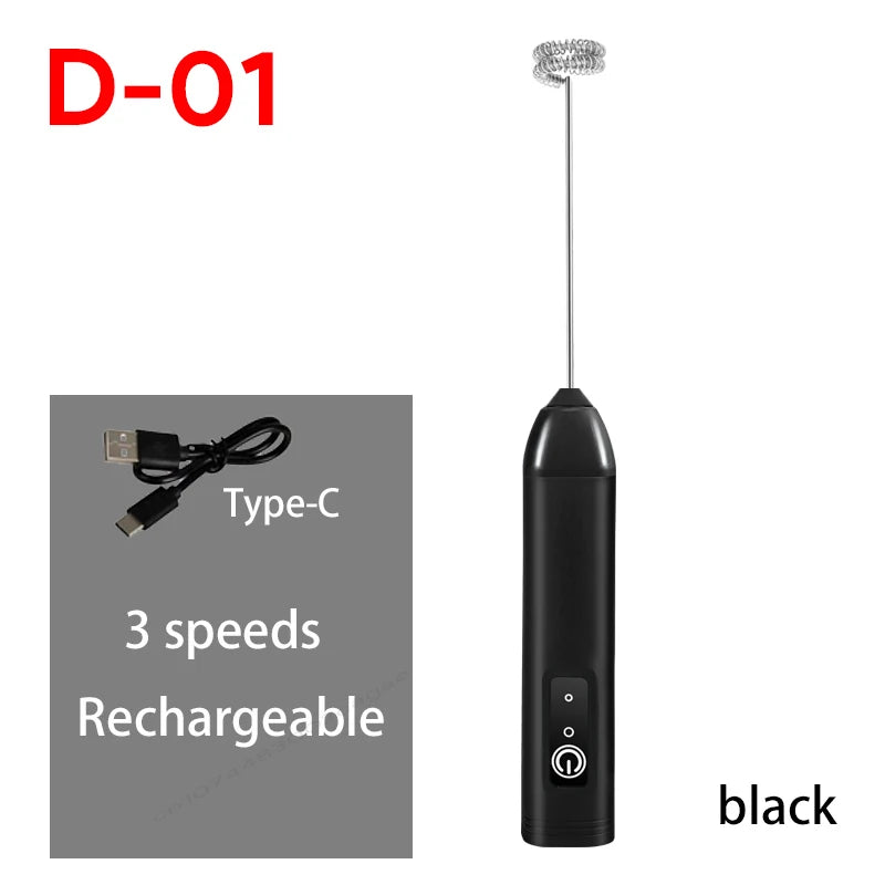 Upgraded USB Rechargeable Handheld Frother – 3-Speed Milk Whisk, Egg Beater & Mini Blender