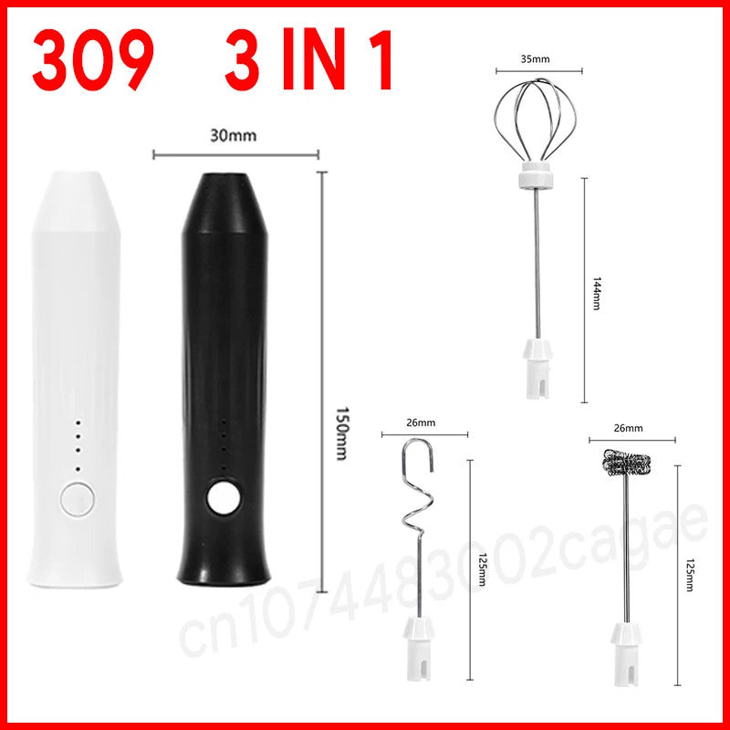 Upgraded USB Rechargeable Handheld Frother – 3-Speed Milk Whisk, Egg Beater & Mini Blender