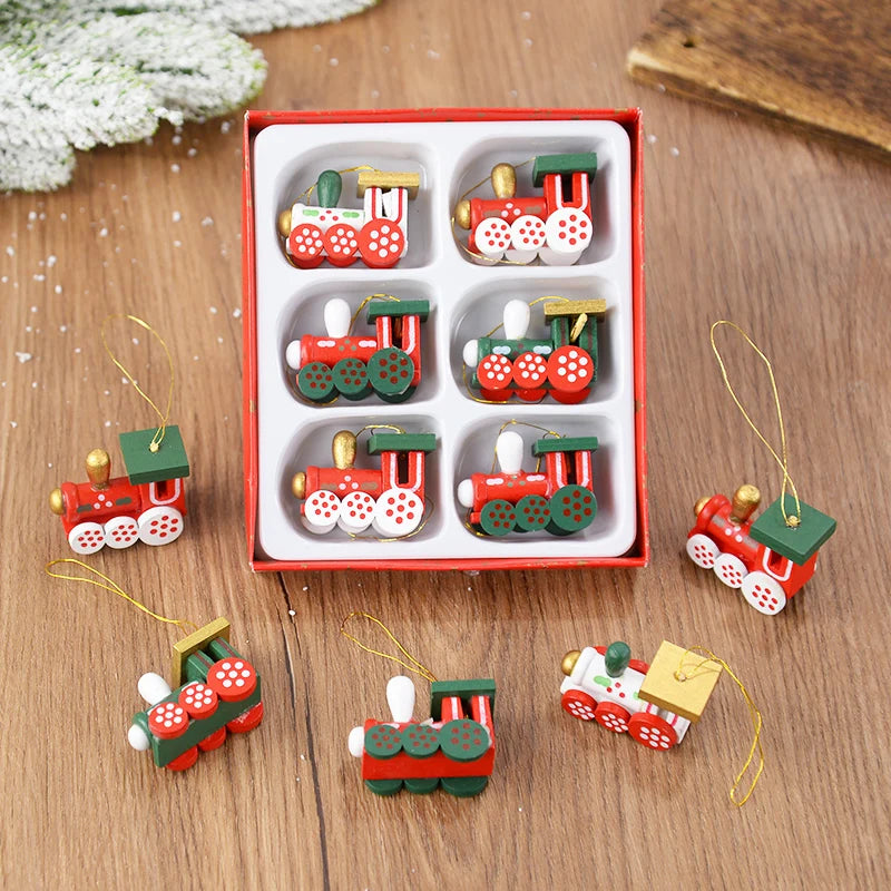 Wooden Train Christmas Ornaments
