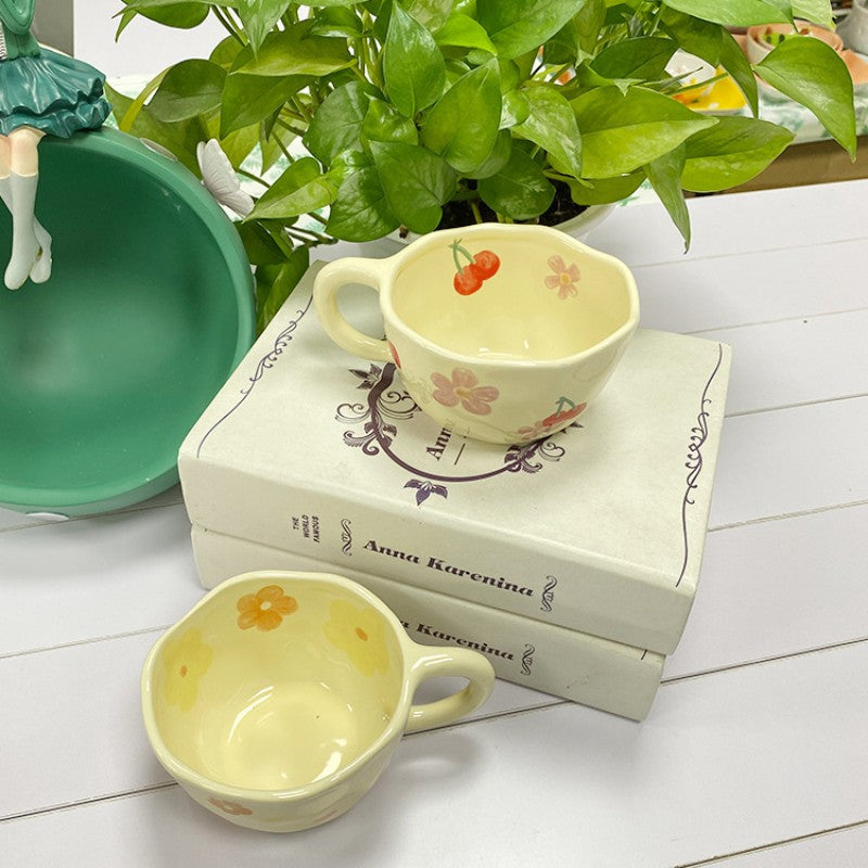 Irregular Flower Ceramic Korean Style Mugs