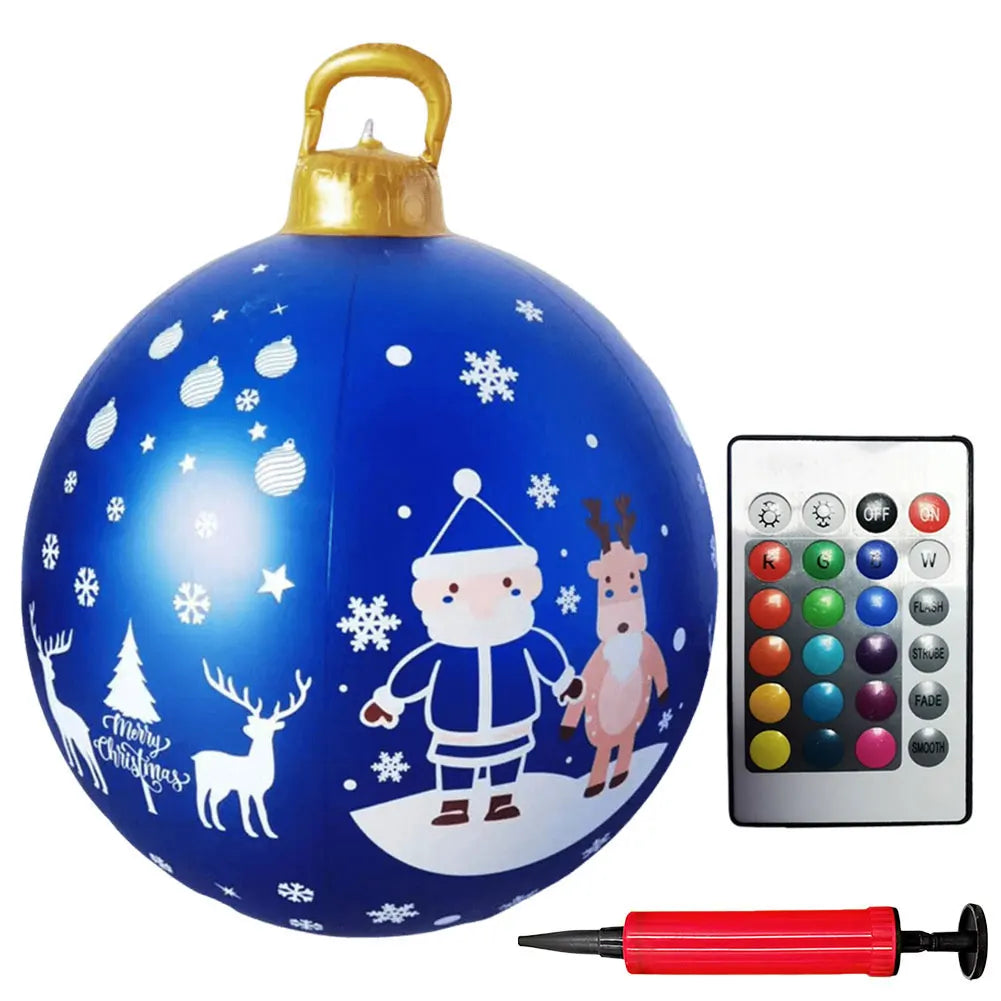 24-Inch Light Up PVC Inflatable Christmas Ball – Giant Outdoor Holiday Decoration