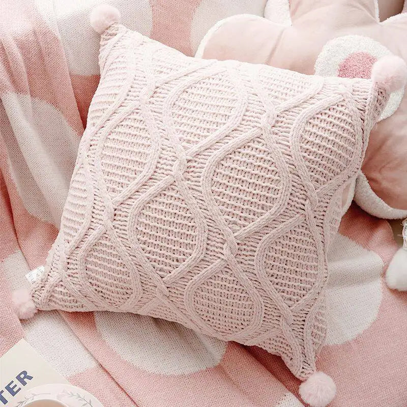 Pink Embroidered Decorative Cushion Cover – Floral Design