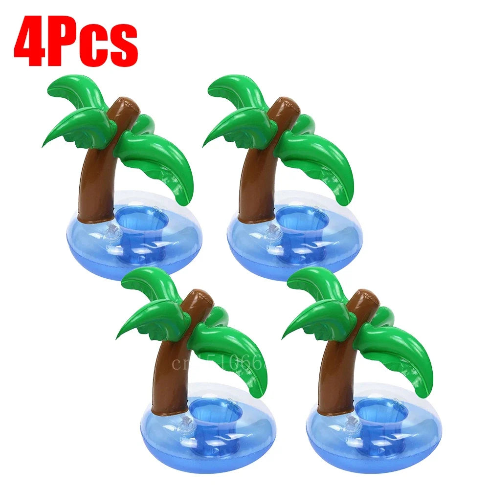 Bring tropical vibes to your next beach day or pool party with this Mini Coconut Tree & Flamingo Inflatable Drink Holder ! Made from durable PVC, it's lightweight, easy to inflate, and keeps your beverage floating right beside you.