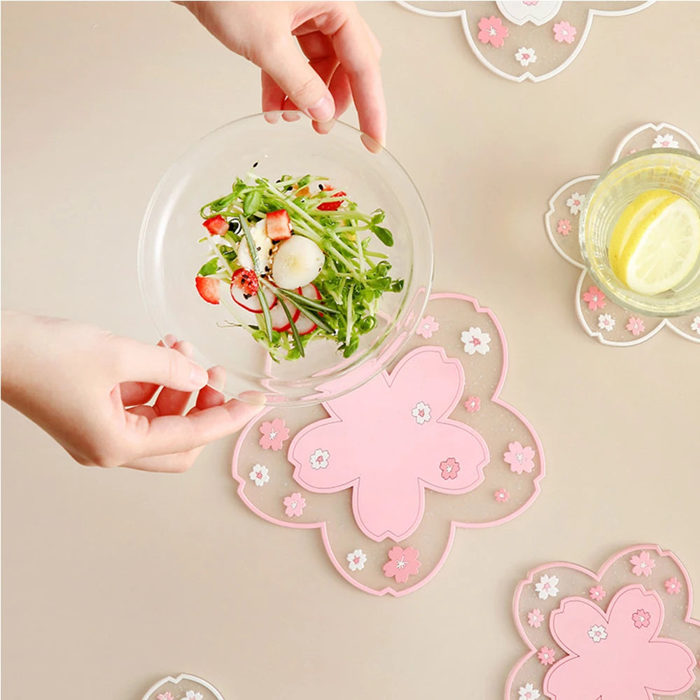 Kawaii Cherry Blossom Tea Coaster Mat