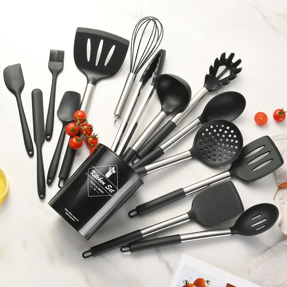 Food Grade Silicone Kitchen Cookware Utensils Set of 12