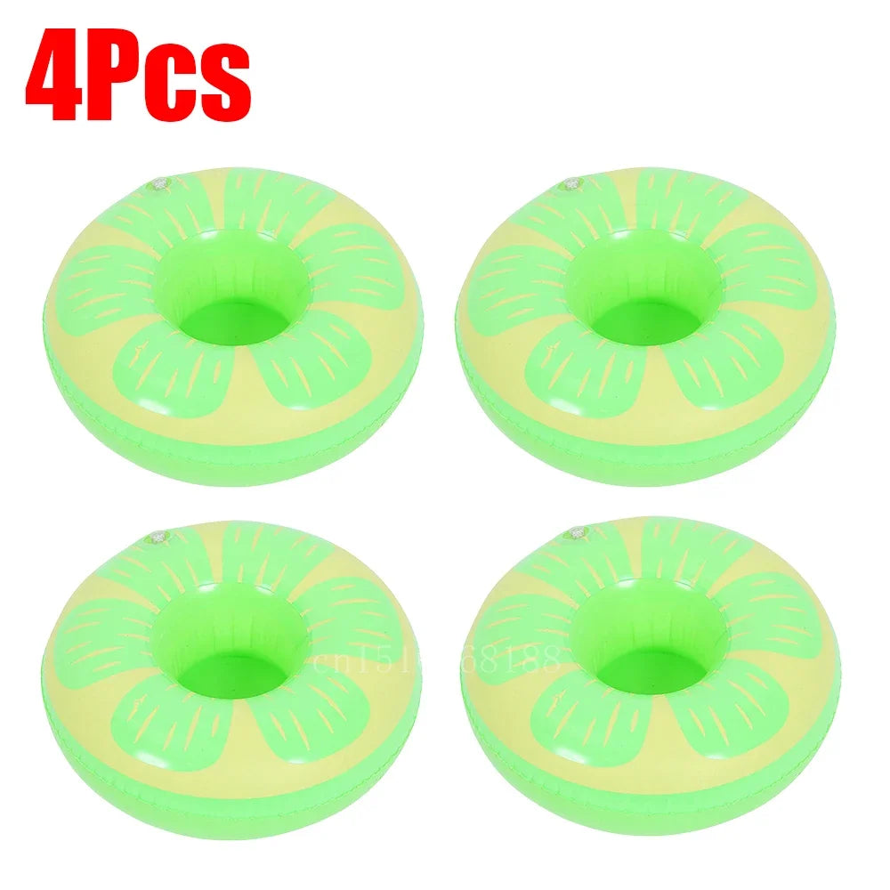 Bring tropical vibes to your next beach day or pool party with this Mini Coconut Tree & Flamingo Inflatable Drink Holder ! Made from durable PVC, it's lightweight, easy to inflate, and keeps your beverage floating right beside you.