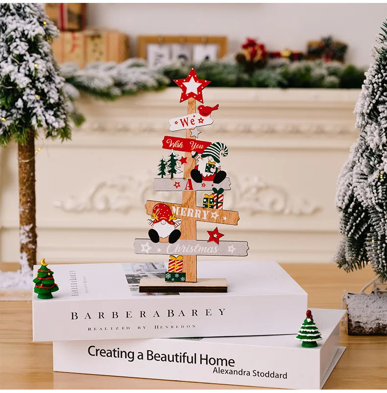 Wooden Christmas Tree Desktop Ornament