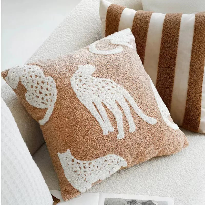 Decorative pillow with animal patterns on a couch