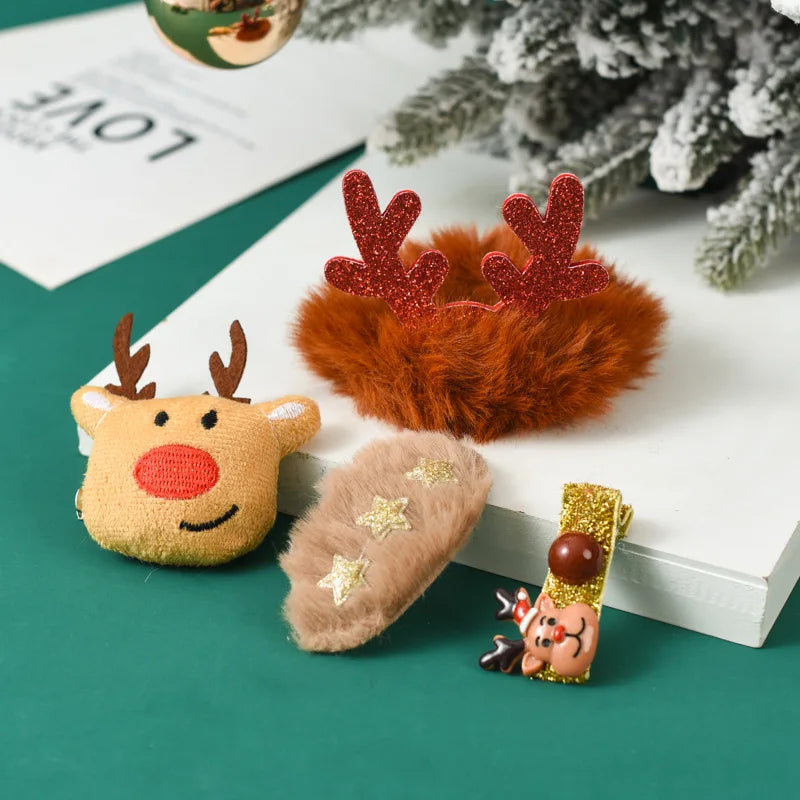 Christmas Hair Accessories Kit – Santa Claus Hair Clips, Ties & Brooches