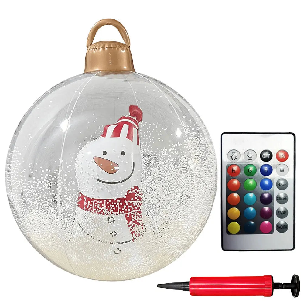 24-Inch Light Up PVC Inflatable Christmas Ball – Giant Outdoor Holiday Decoration