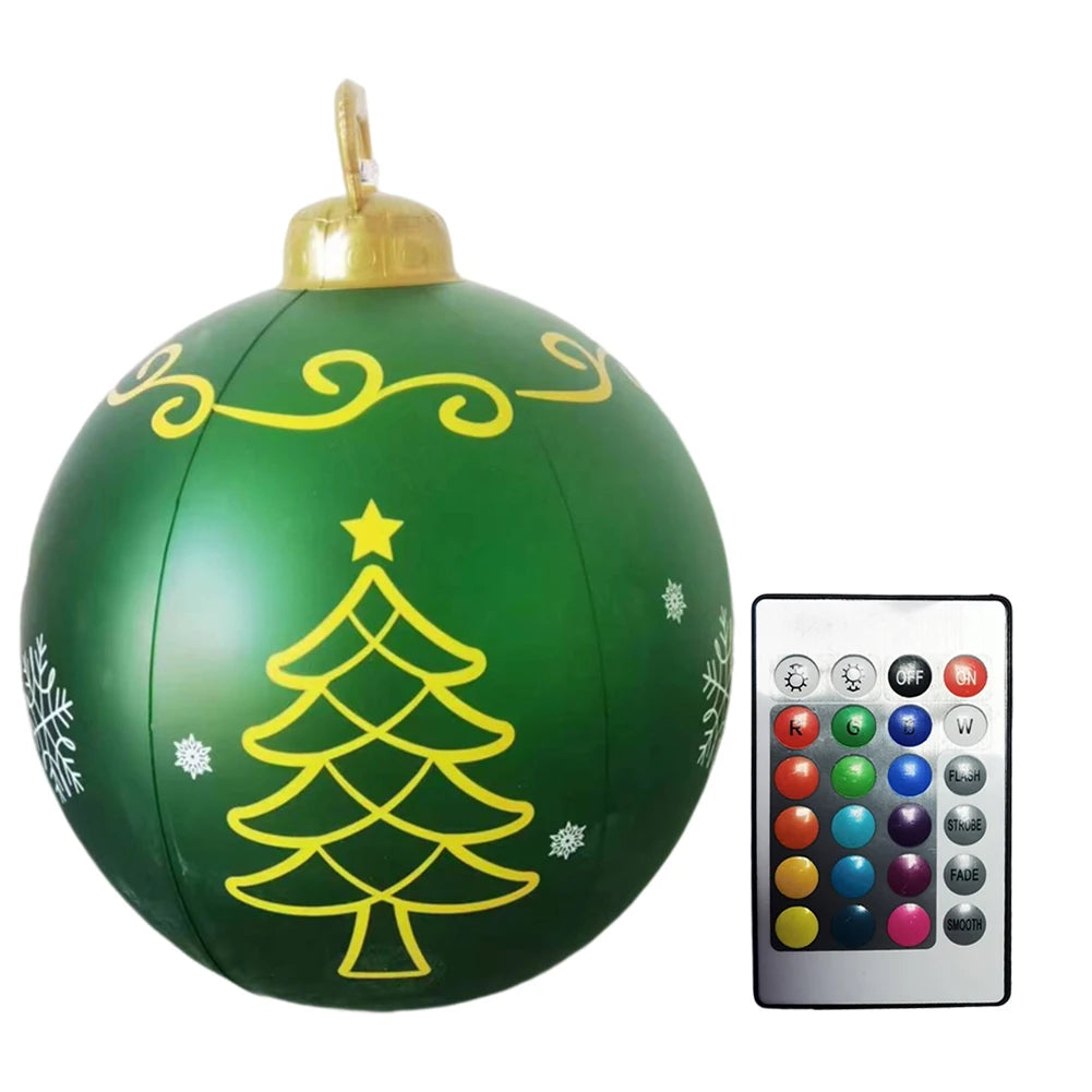 24-Inch Light Up PVC Inflatable Christmas Ball – Giant Outdoor Holiday Decoration