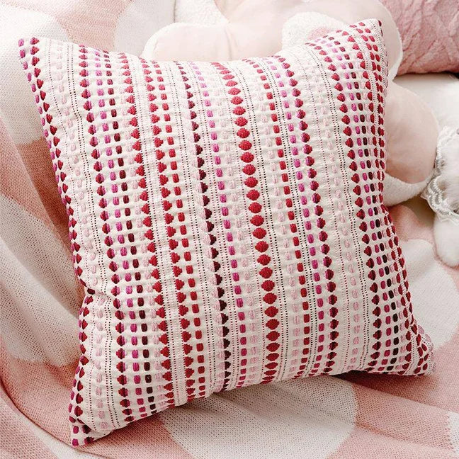 Pink Embroidered Decorative Cushion Cover – Floral Design