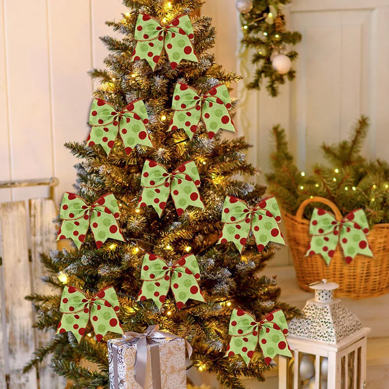 Red & Green Polka Dot Christmas Bows
