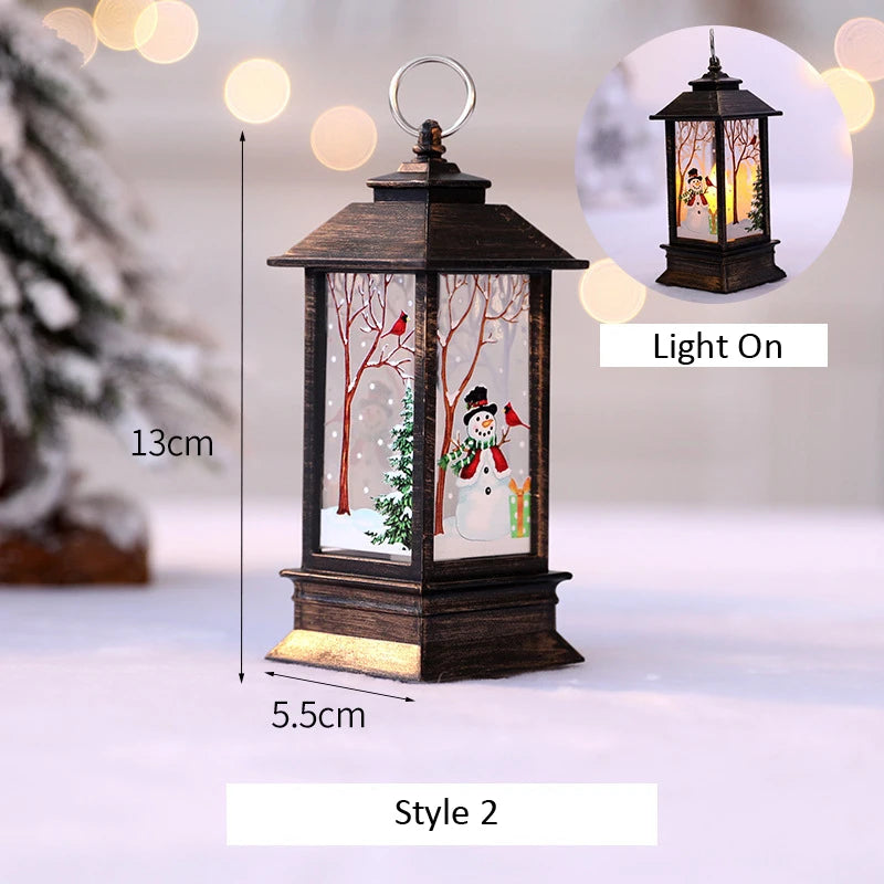 Santa Claus & Snowman Lantern Light