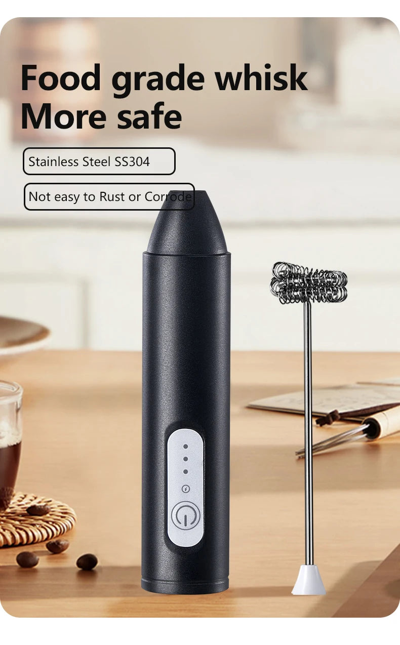 Upgraded USB Rechargeable Handheld Frother – 3-Speed Milk Whisk, Egg Beater & Mini Blender