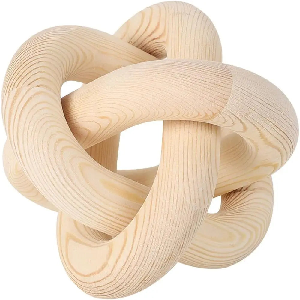Wooden knot decorative sculpture on a white background