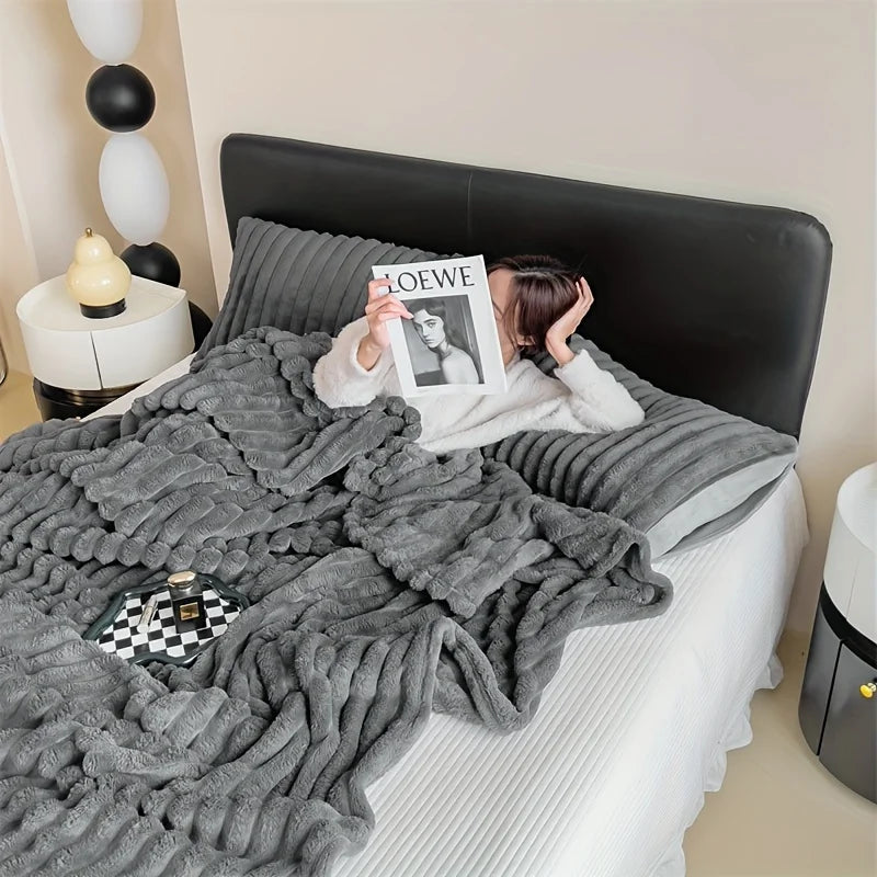 Cozy Korean-Style Thick Flannel Blanket