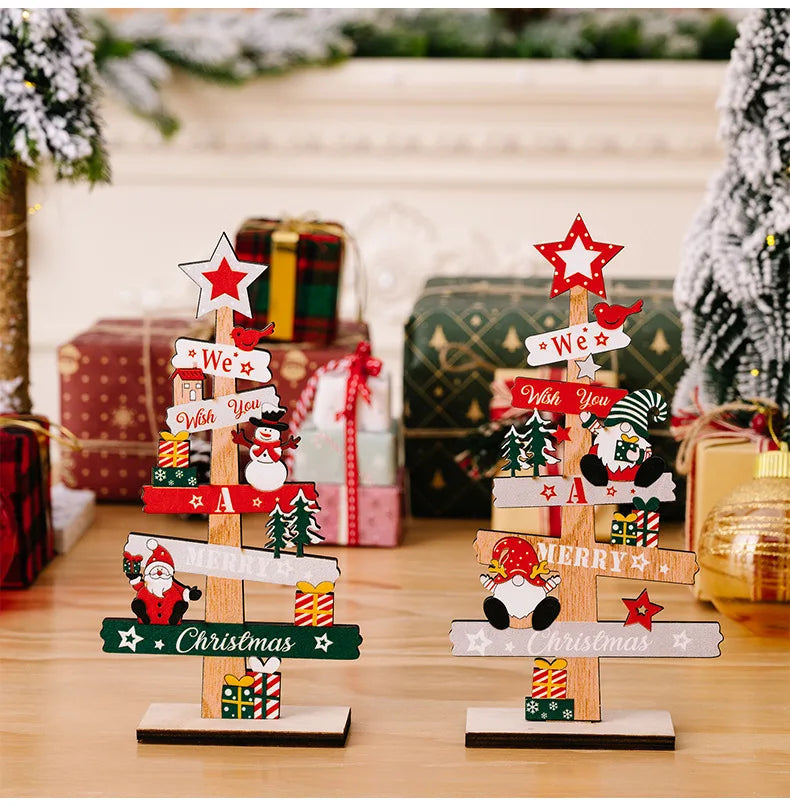 Wooden Christmas Tree Desktop Ornament