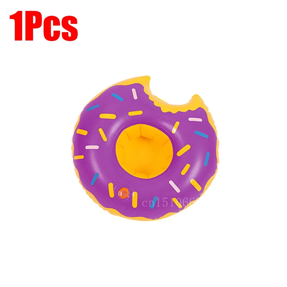 Bring tropical vibes to your next beach day or pool party with this Mini Coconut Tree & Flamingo Inflatable Drink Holder ! Made from durable PVC, it's lightweight, easy to inflate, and keeps your beverage floating right beside you.