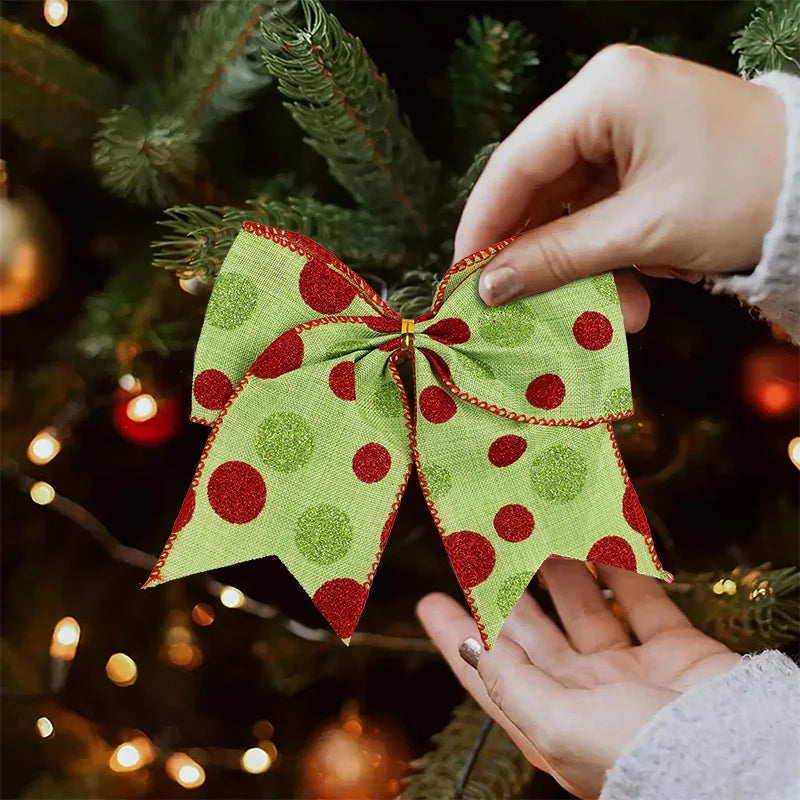 Red & Green Polka Dot Christmas Bows