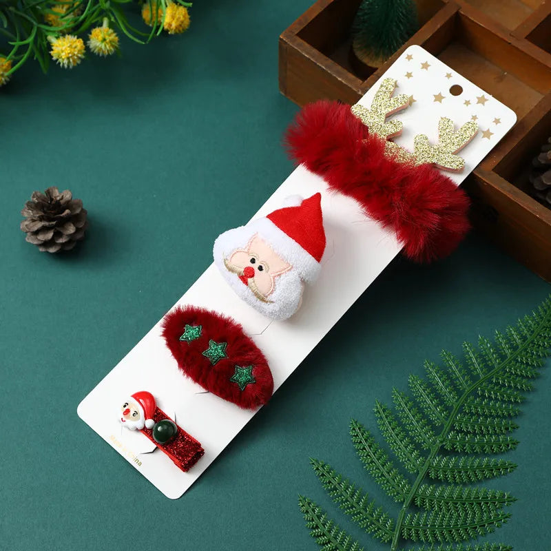 Christmas Hair Accessories Kit – Santa Claus Hair Clips, Ties & Brooches