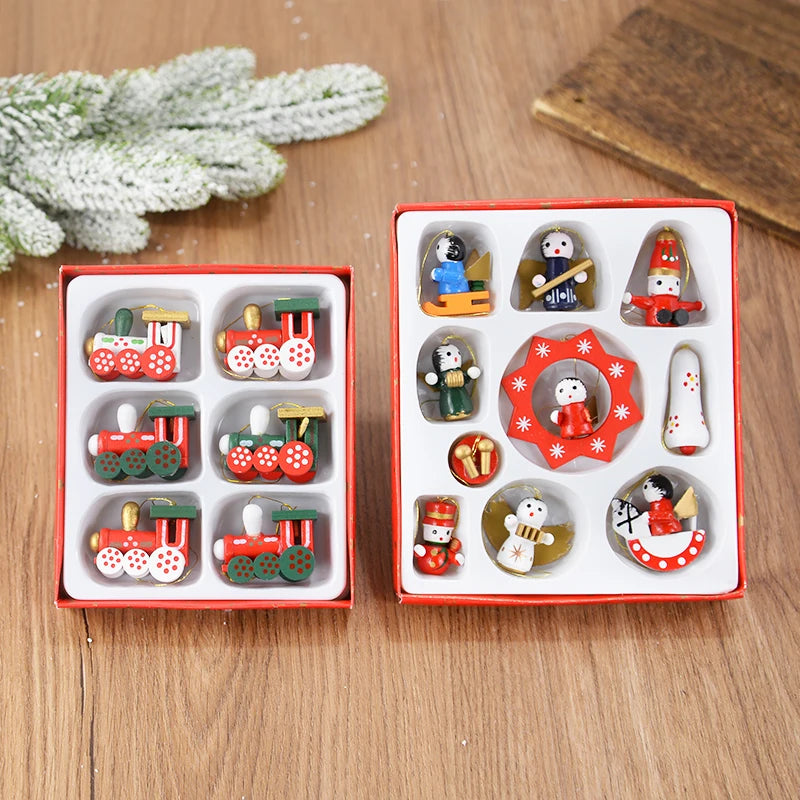 Wooden Train Christmas Ornaments