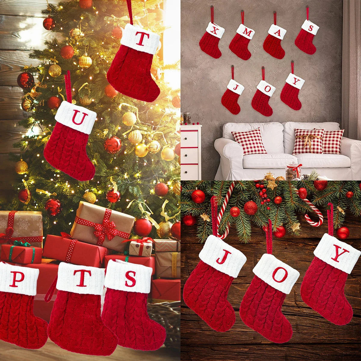 Knitted Christmas Socks – Snowflake & Letter Design