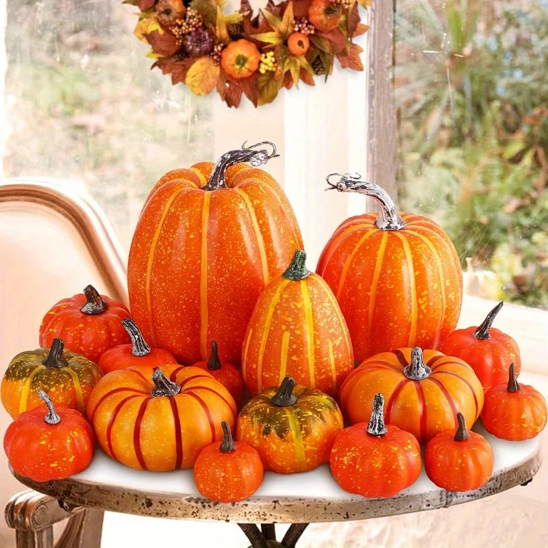 7pcs Artificial Pumpkin Set - Halloween Decor