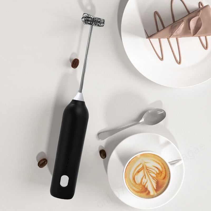 Upgraded USB Rechargeable Handheld Frother – 3-Speed Milk Whisk, Egg Beater & Mini Blender