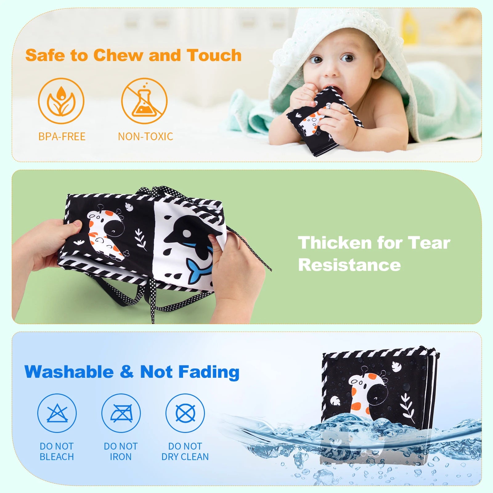 High Contrast Baby Cloth Book in Packaging – Perfect Newborn Gift