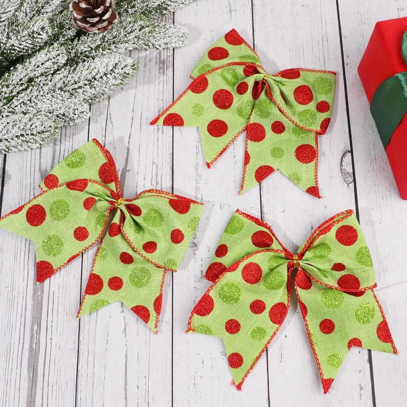 Red & Green Polka Dot Christmas Bows