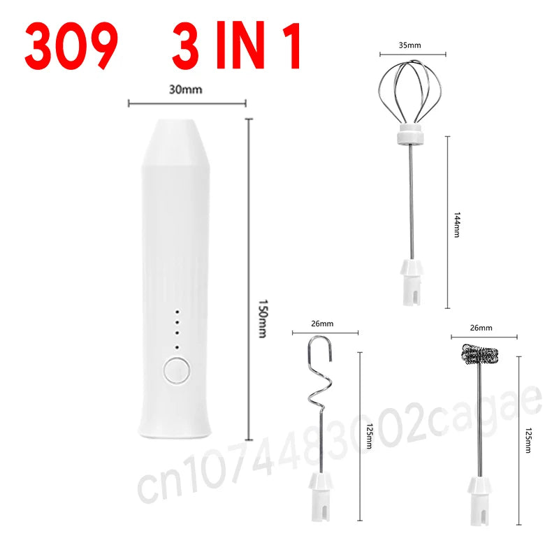Upgraded USB Rechargeable Handheld Frother – 3-Speed Milk Whisk, Egg Beater & Mini Blender