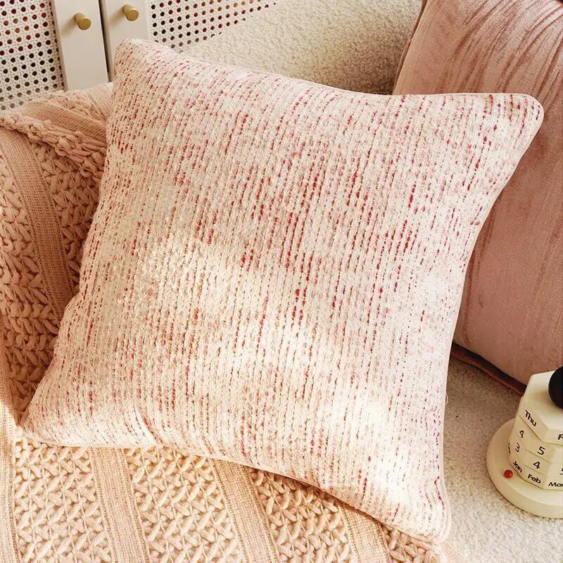 Pink Embroidered Decorative Cushion Cover – Floral Design