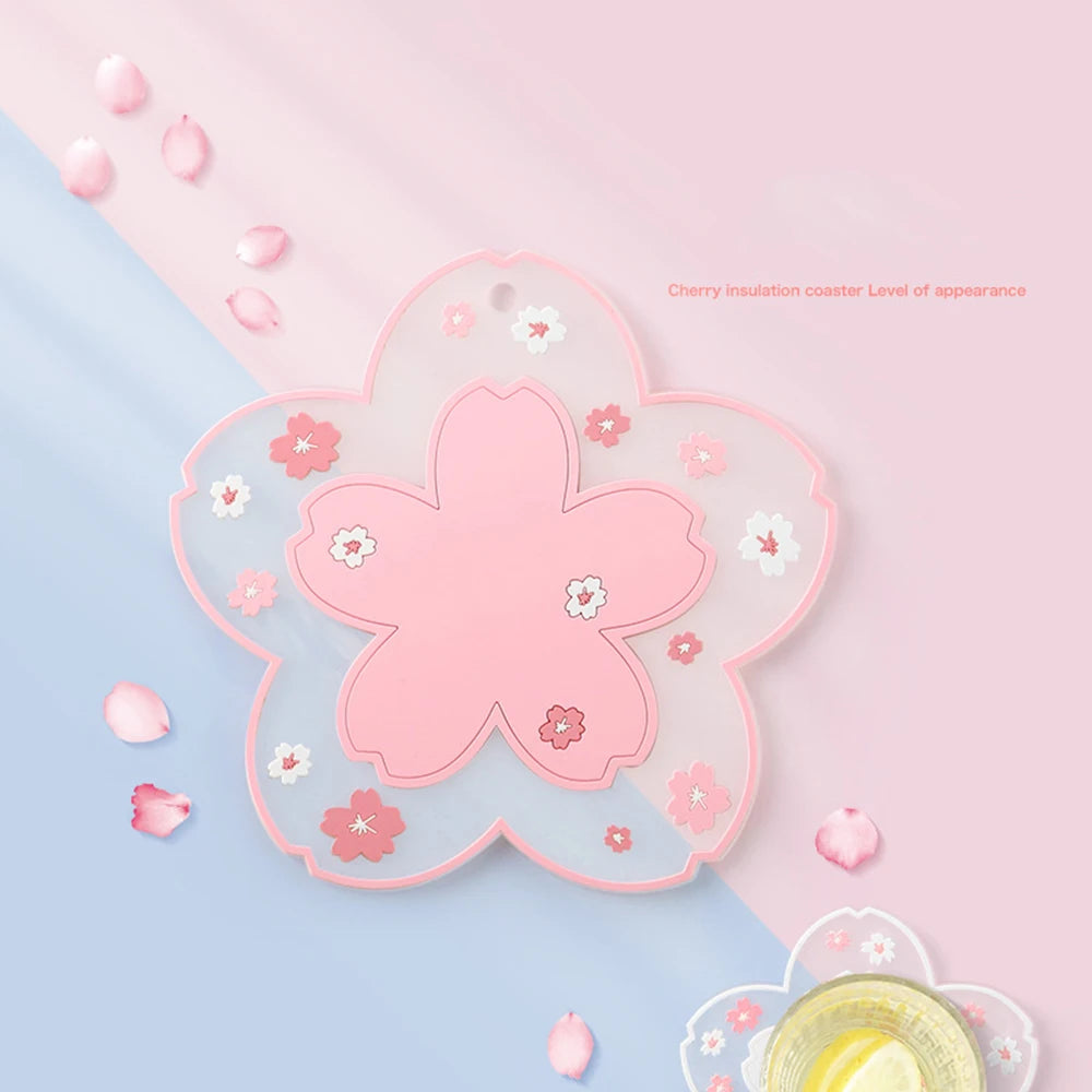 Kawaii Cherry Blossom Tea Coaster Mat