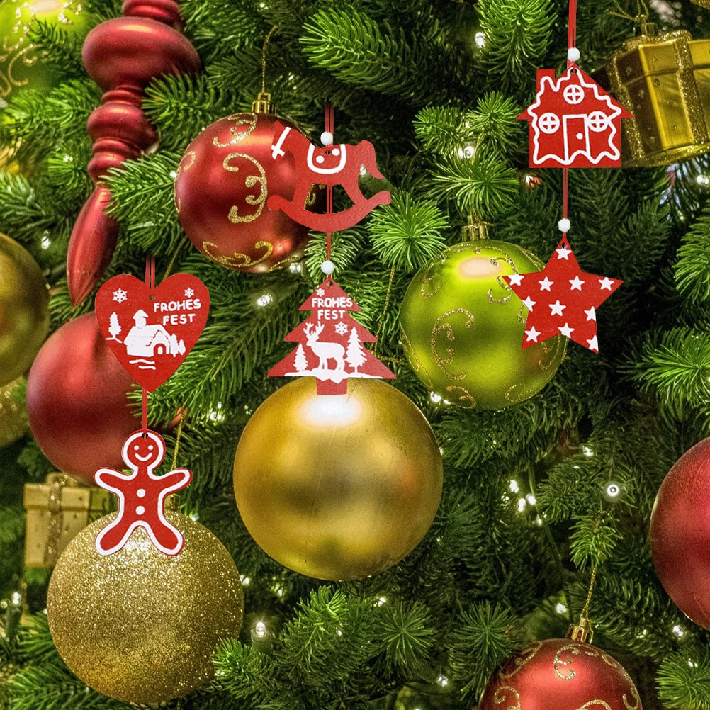 Wooden Christmas Tree Hanging Ornaments