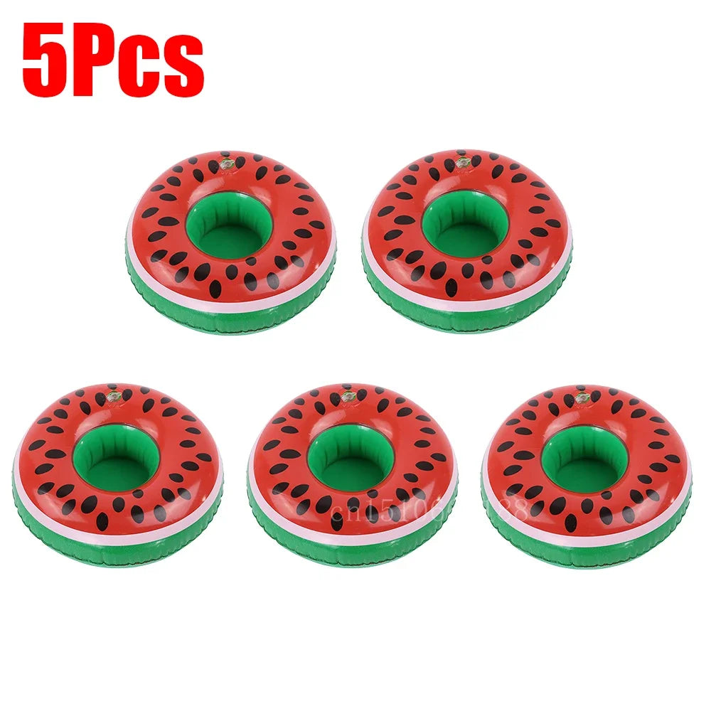 Bring tropical vibes to your next beach day or pool party with this Mini Coconut Tree & Flamingo Inflatable Drink Holder ! Made from durable PVC, it's lightweight, easy to inflate, and keeps your beverage floating right beside you.