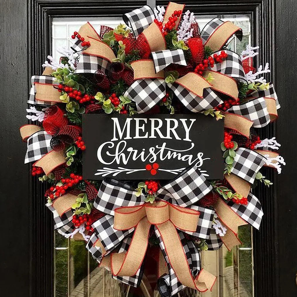 25cm Christmas Wreath with Red Berries & Bow