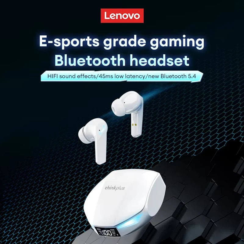 Lenovo Think Plus XT53 Wireless Earbuds – Bluetooth 5.4 Gaming Headset with LED Display & Long Battery Life