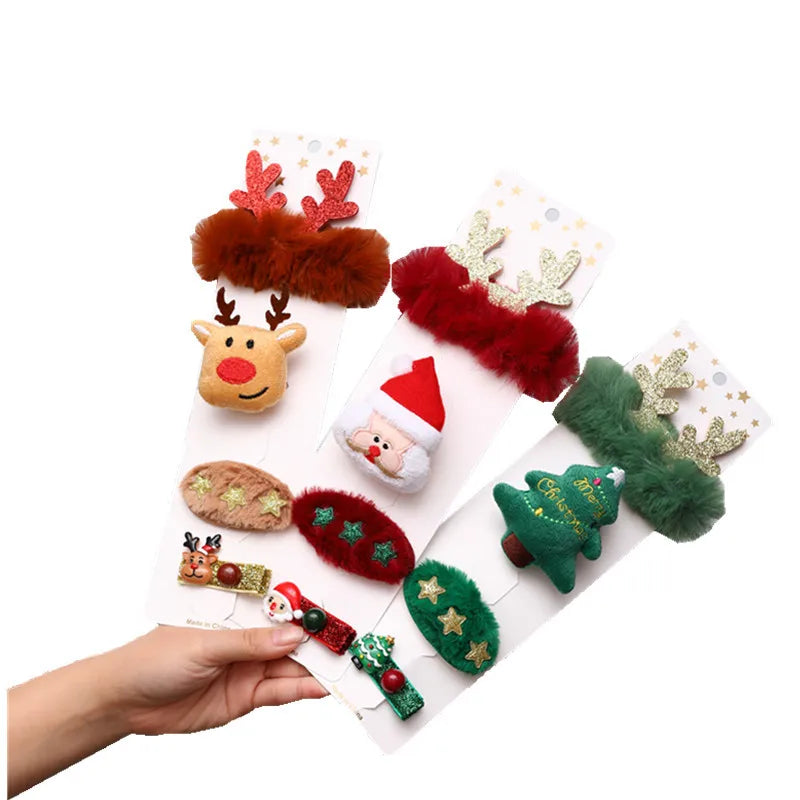 Christmas Hair Accessories Kit – Santa Claus Hair Clips, Ties & Brooches