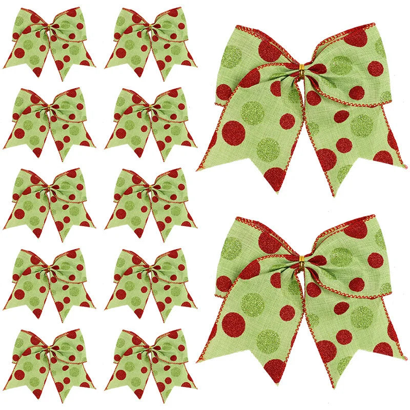 Red & Green Polka Dot Christmas Bows